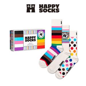 [3足セット]Happy Socks ハッピーソックス Pride プライド 3Pack Gift Set GIFT BOX クルー丈 ソックス 靴下 メンズ レディース 10243001｜glanage