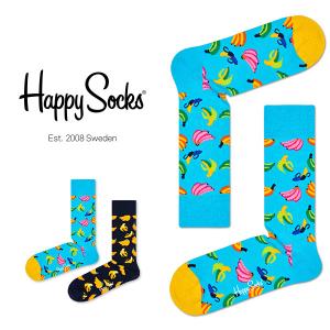 Happy Socks ハッピーソックスBANANA （ バナナ ）クルー丈 綿混 ソックス 靴下紳士 レディース 11113056 ギフト