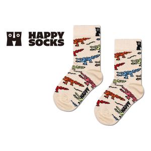 Happy Socks ハッピーソックス Kids Crocodile クロコダイル ワニ 子供 クルー丈 ソックス 靴下 KIDS ジュニア キッズ 12240015｜glanage