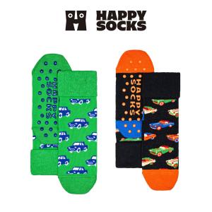 [2足セット]Happy Socks ハッピーソックス Kids Cars カー  2-Pack Low Socks  車柄 子供 ショート丈 ソックス 靴下 KIDS ジュニア キッズ 12240024｜glanage