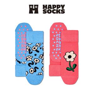 [2足セット]Happy Socks ハッピーソックス Kids Flowers フラワーズ 2-Pack Low Socks  花柄 子供 ショート丈 ソックス 靴下 KIDS ジュニア キッズ 12240025｜glanage