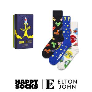 [3足セット]Happy Socks ハッピーソックス Happy Socks × Elton John エルトン ジョン 3-Pack t GIFT BOX  クルー丈 ソックス 靴下メンズ レディース 14243001｜glanage
