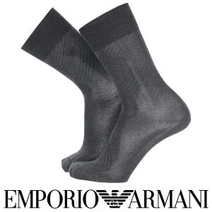 EMPORIO ARMANI エンポリオ アルマーニ ビジネスソックス クルー丈 リンクスチェック 足底鹿の子編み 強撚糸使用