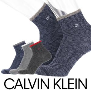 Calvin Klein カルバンクライン ミドル丈 メンズ ソックス 毛混  リブ ロゴ刺繍 カジュアル ソックス 靴下