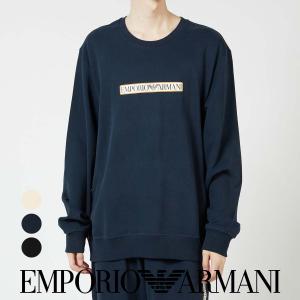 EMPORIO ARMANI エンポリオ アルマーニ BRUSHED TERRY PO CREWNECK コットン100% クルーネック 長袖 プルオーバー スウェット メンズ 男性 トレーナー 54085735｜glanage