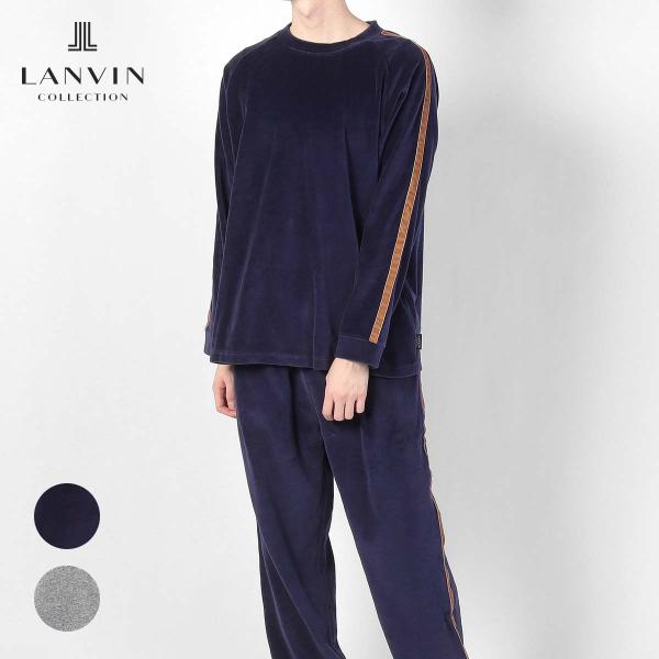 LANVIN COLLECTION ランバン コレクション ベロア無地 メンズ クルーネック 長袖 ...