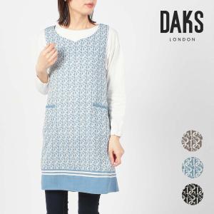 DAKS ダックス 130th Monogram Colours柄 ポリエステル100％ リビア 後結び 背付き セツキ エプロン レディース 70094005｜glanage