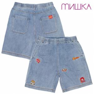 20％OFF ミシカ MISHKA デニムショーツ 某ファストフードパロディ I'M LOVIN’ IT DENIM SHORTS｜glandproof