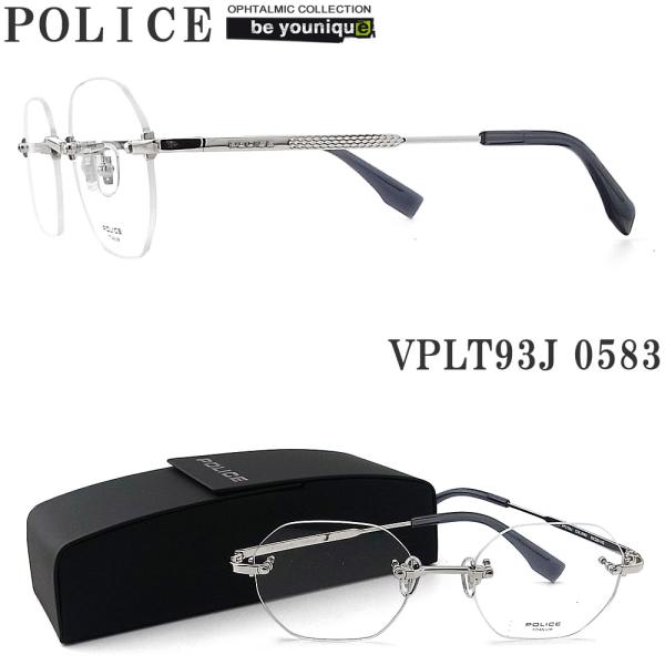 POLICE ポリス メガネフレーム VPLT93J-0583 眼鏡 縁なし ツーポイント 伊達メガ...
