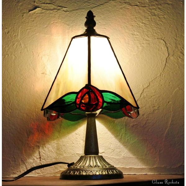 薔薇 バラ ステンドグラス ランプ 照明 卓上 スタンド