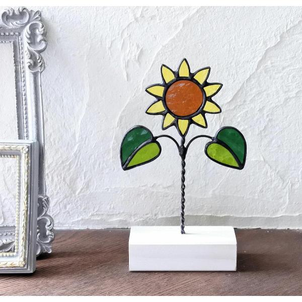 ヒマワリ 向日葵 ひまわり サンキャッチャー 置物 オブジェ ステンドグラス