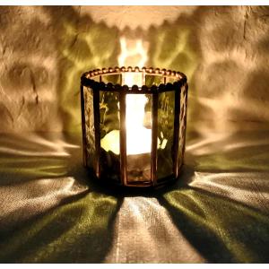 ガラスキャンドルホルダー アンバー キャンドルスタンド キャンドル