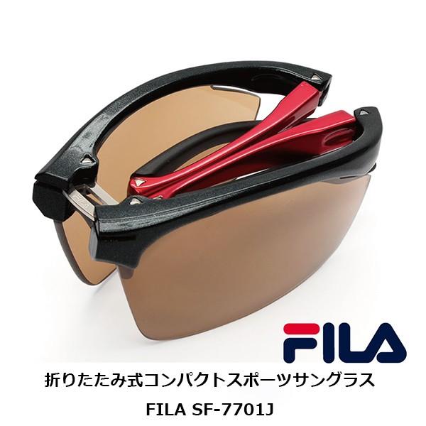 FILA スポーツサングラス　SF-7701J 折りたたみ式　コンパクト ブラック ホワイト フィラ