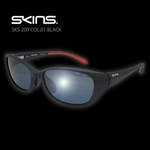 偏光サングラス スキンズ SKINS SKS209-01 ブラック スポーツ ジョギング ランニング...