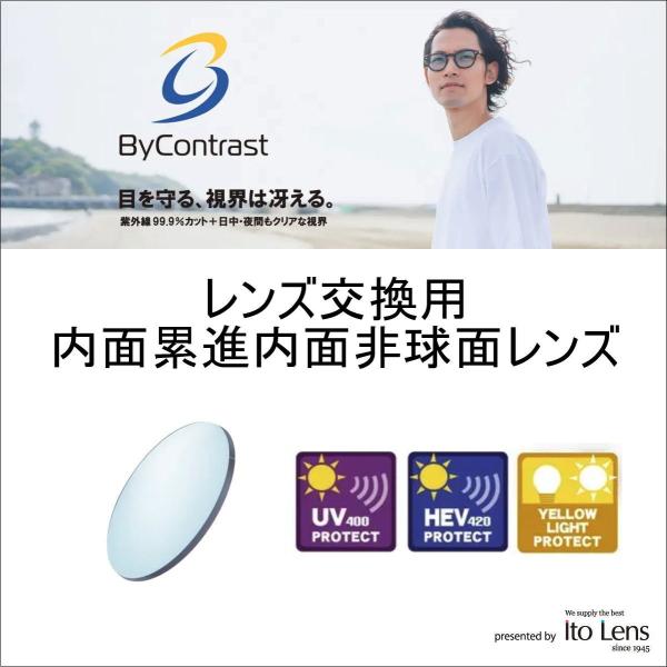 レンズ交換　バイコントラスト 度付き ITOレンズ 遠近両用 1.6薄型内面累進 メガネ 夜間運転 ...