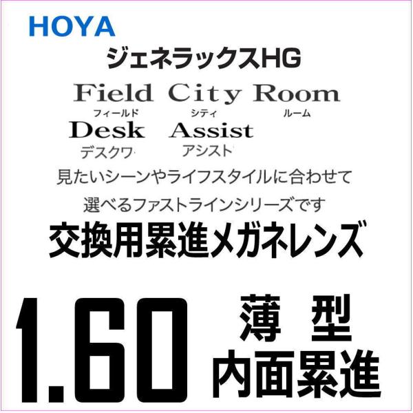 交換用メガネレンズ 累進レンズ HOYA 薄型1.60 ジェネラックスHG ブルーカットコート くも...