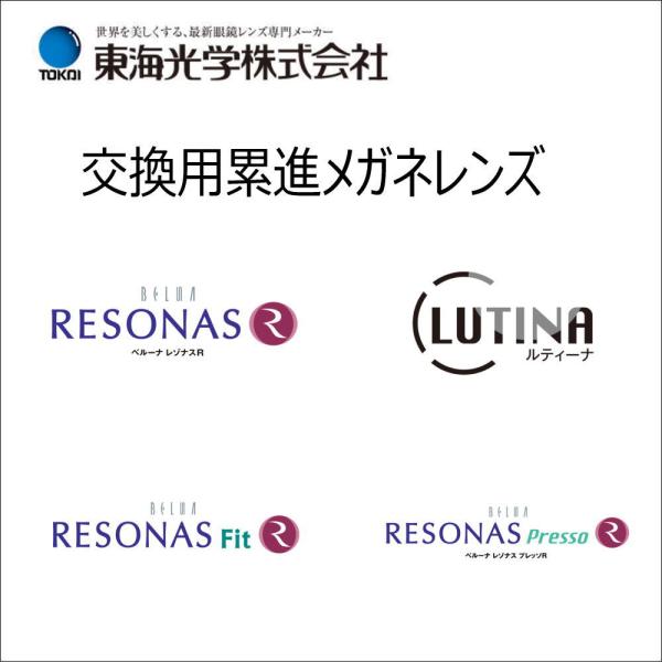 遠近両用メガネ シニアグラス 交換用レンズ 脳科学 東海光学 遠近 中近 ルティーナ付き 両面累進・...