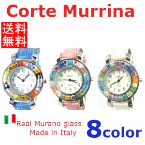 ベネチアンガラス 腕時計 8色 イタリア 製 正規品 コルテムリーナ Spaceシリーズ レザー シルバー