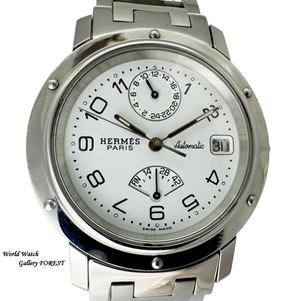 エルメス クリッパー CL5.710 パワーリザーブ GMT 中古 メンズ 腕時計 自動巻き 白文字...