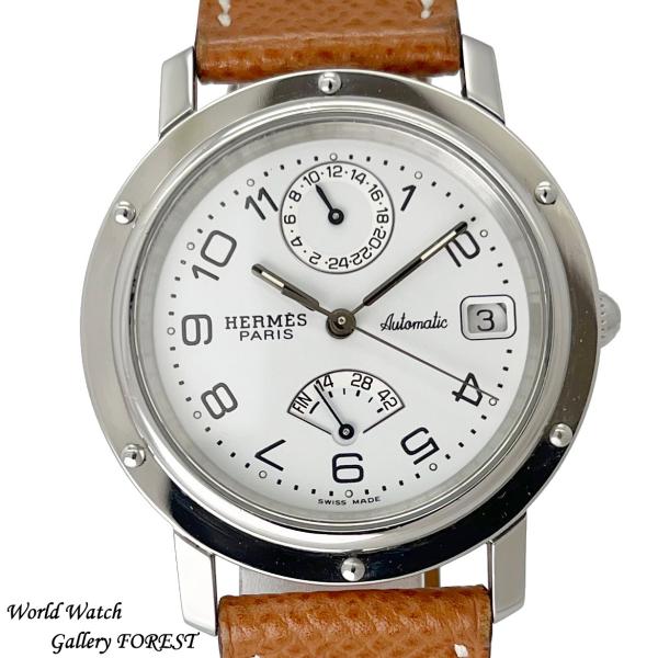 エルメス クリッパー CL5.710 GMT パワーリザーブ 中古 メンズ腕時計 自動巻き 白文字盤