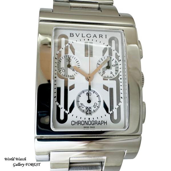 ブルガリ レッタンゴロ RTC49S クロノグラフ 中古 メンズ腕時計 クオーツ 白 外装仕上げ