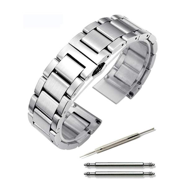 腕時計 ステンレス ベルト 時計 全体つや消し ワンプッシュ式 ブレスレット 観音開き 18mm 2...