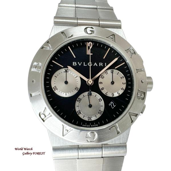 ブルガリ ディアゴノ スポーツ 中古 メンズ腕時計 CH35S クロノグラフ クオーツ 黒文字盤