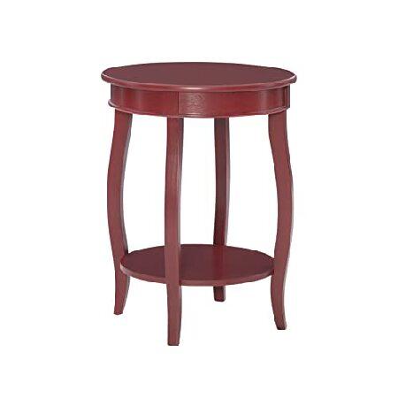 Red Round Table with Shelf