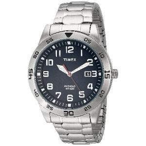 Timex Men's Blue Dial Stainless Steel Expansion Band Watch｜glegle-drive