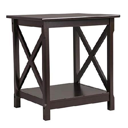 Topeakmart End Table with Storage Shelf in Classic...