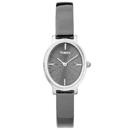 Timex レディース アナログクラシッククォーツ腕時計 ステンレススチールストラップ付き ブラック