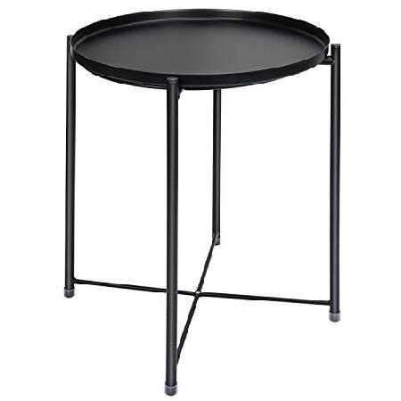 Tray Metal End Table, Small Round Side Tables,Meta...