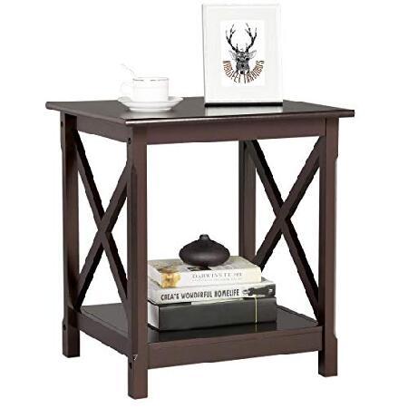 Yaheetech X Design End Table with 2-Tier Storage S...