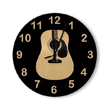 VinMea 装飾用壁掛け時計 音が鳴らない音響ギター 室内装飾 壁時計 ラウンド 12インチ