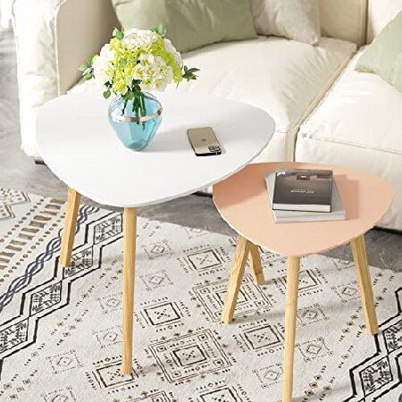 BAMEOS Bamboo Nesting Triangle End Table,Set of 2 ...