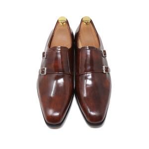 GLENFORD 本革 スエード ダブル モンクストラップ ビジネスシューズ