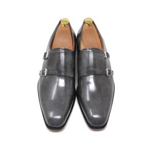 GLENFORD 本革 スエード ダブル モンクストラップ ビジネスシューズ