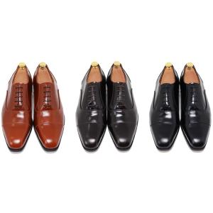 GLENFORD 本革 ハンドメイド ラウンドトゥ ストレートチップ 外羽根