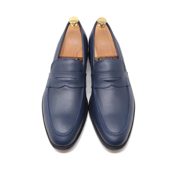 GLENFORD ハンドメイド 本革 スムース ローファー スリッポン マッケイ製法 ネイビー 30...