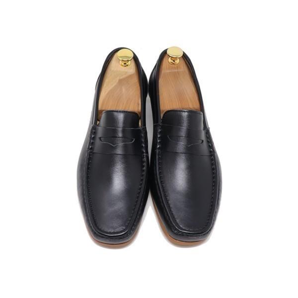 GLENFORD ハンドメイド 本革 ローファー マッケイ製法 スリッポン 紳士靴 スムース ブラッ...