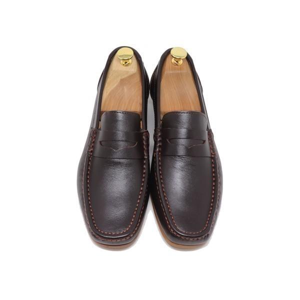 GLENFORD ハンドメイド 本革 ローファー マッケイ製法 スリッポン 紳士靴 スムース ダーク...