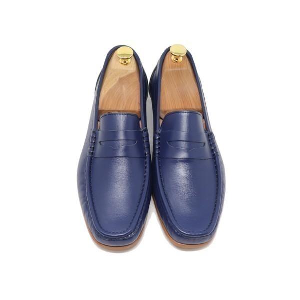 GLENFORD ハンドメイド 本革 ローファー マッケイ製法 スリッポン 紳士靴 スムース ネイビ...