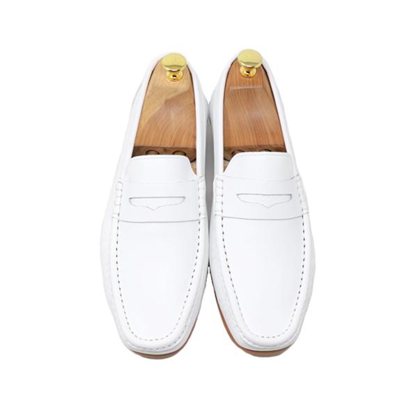 GLENFORD ハンドメイド 本革 ローファー マッケイ製法 スリッポン 紳士靴 スムース ホワイ...