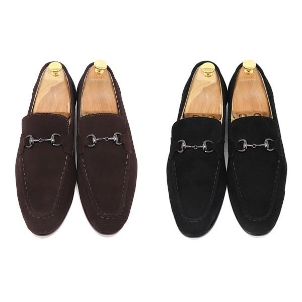 GLENFORD ハンドメイド 本革 スエード ビット ローファー マッケイ製法 スリッポン 紳士靴...