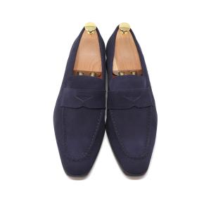 GLENFORD 本革 スエード スクエアトゥ ローファー メンズ スリッポン