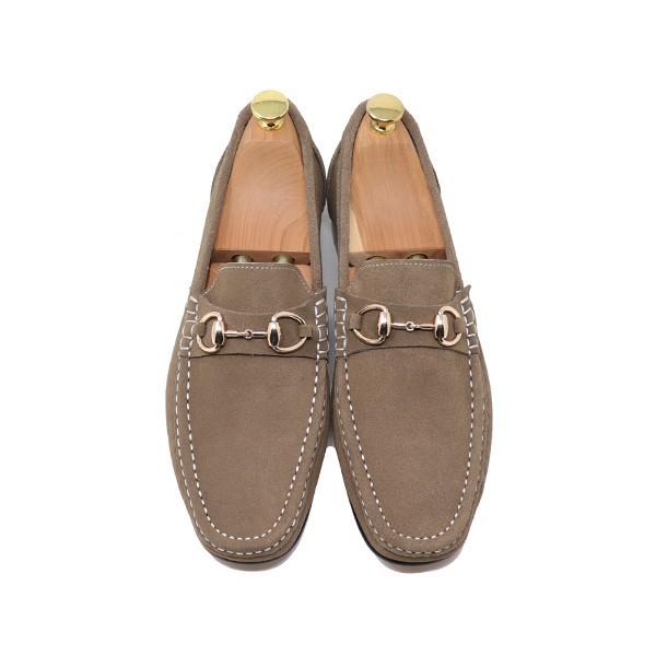 GLENFORD ハンドメイド 本革 スエード ビット ローファー マッケイ製法 スリッポン 紳士靴...