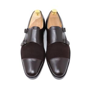 GLENFORD 本革 スエード ダブル モンクストラップ ビジネスシューズ