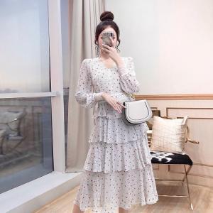 日本全国送料無料 ワンピース ドット柄 Vネック シフォン レース フリル 長袖 Aライン ミモレ ワンピース ホワイト 白 大人 上品 きれいめ 韓国 ファッション Rakuten Odedtapirohandyman Com