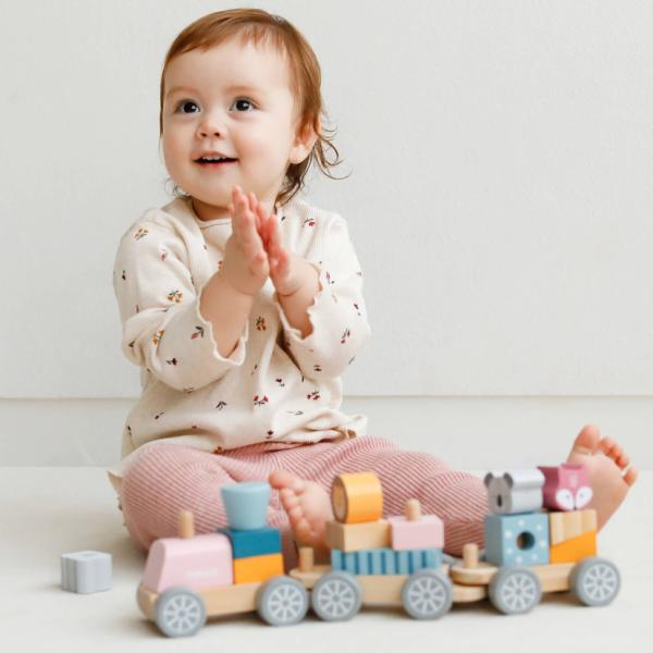 知育玩具 木製 ポーラービー おもちゃ つみきトレイン ギフト PolarB TYPR44015