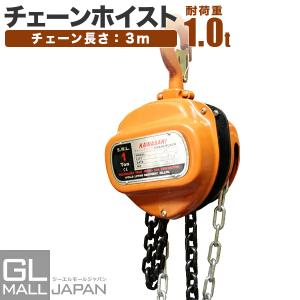 チェーンホイスト 3m 最大能力1.0t (1000kg) 手動式 チェーンブロック